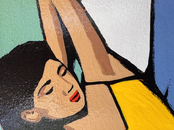 Woman with Laptop Small Original Painting