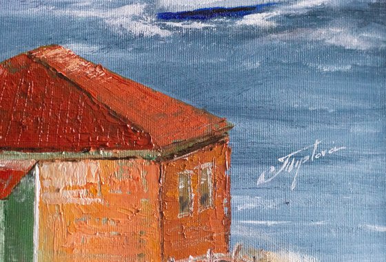 "Portland Lighthouse" Original oil painting, for portrait wall hanging.