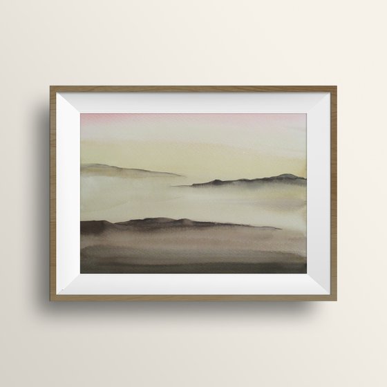 Warm abstract watercolor landscape