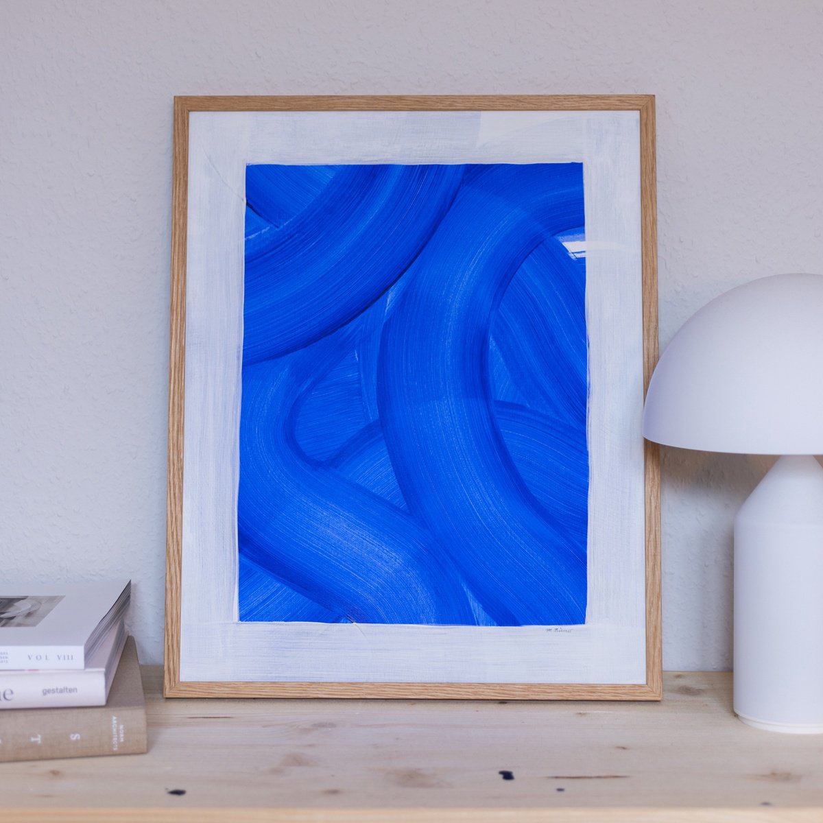 Organic Abstract Acrylic Painting By Mareike Bohmer, 17 X 20", Blue 2, Original Artwork