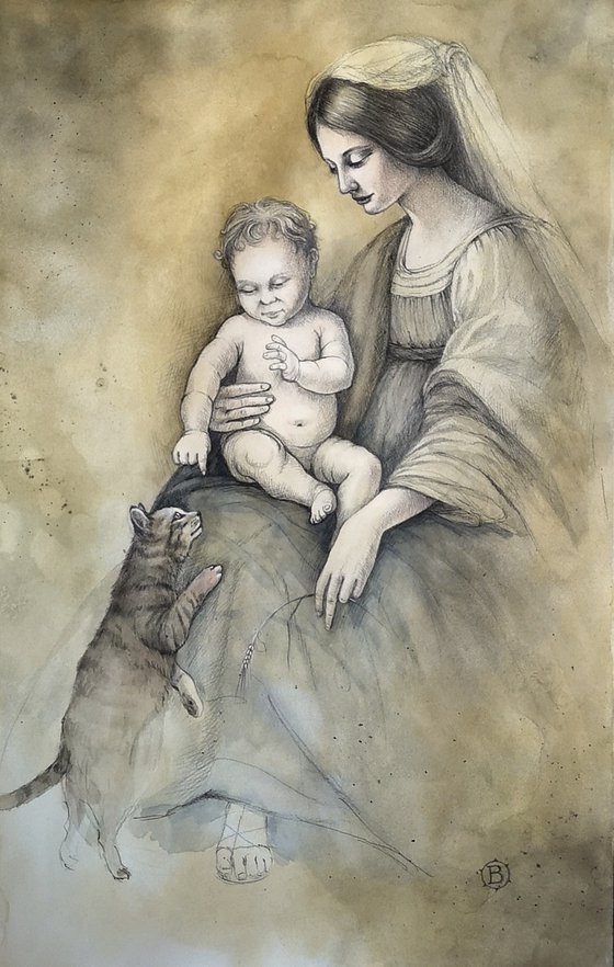 Madonna and Child with a Cat