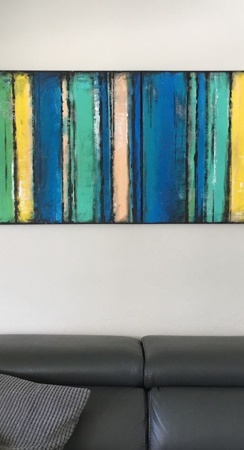 Stripe 10 60x24" XL 153x61cm Abstract Modern Bo Kravchenko by Bo Kravchenko
