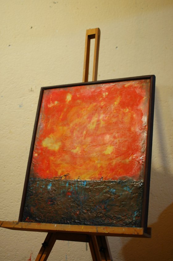 "Imaginary Sunset". Encaustic