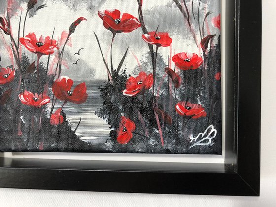 Poppies in a black frame