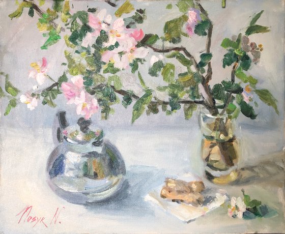 Still life with apple blossom