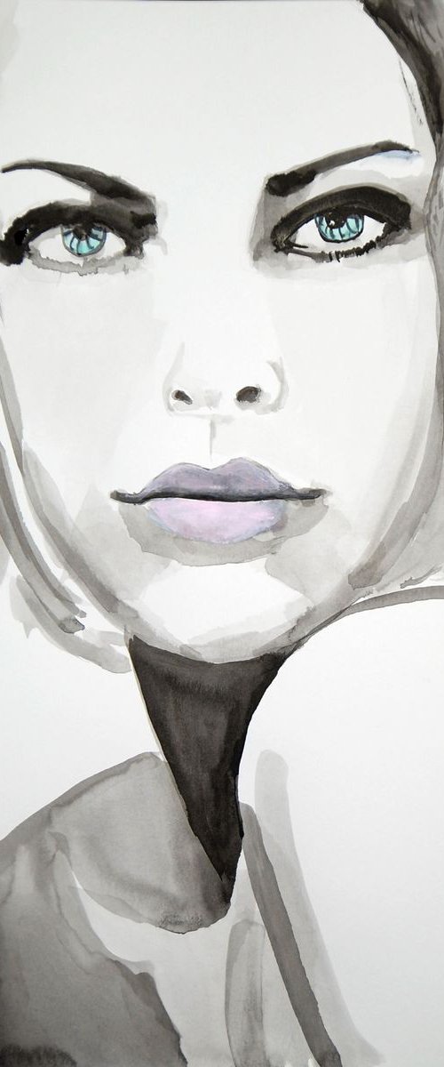 The Girl with Blue Eyes / 42 x 29.7 cm by Alexandra Djokic