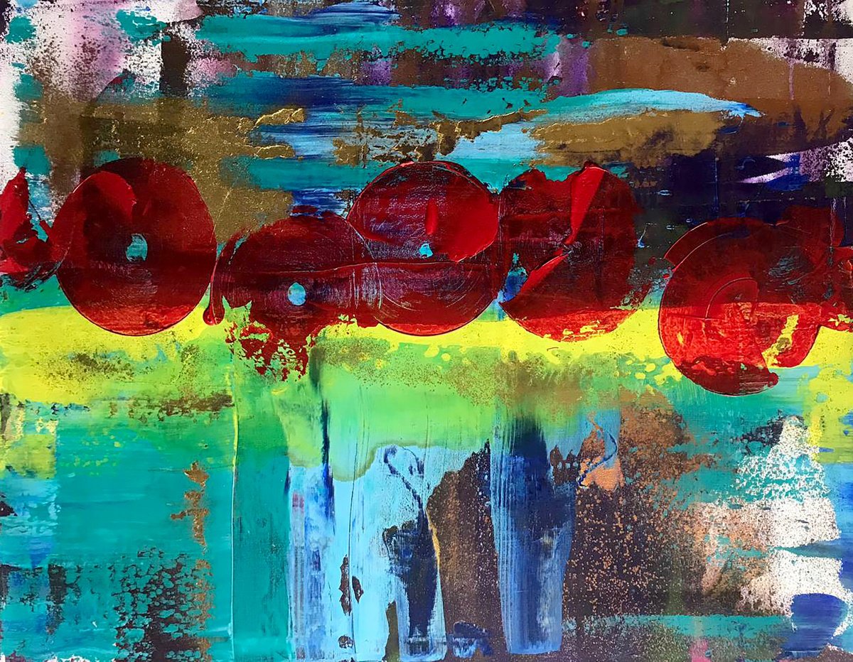 Impressionistic Abstract Acrylic Painting By Olga Melezhik, 31 X 24", Dance Of Life, Original Artwork