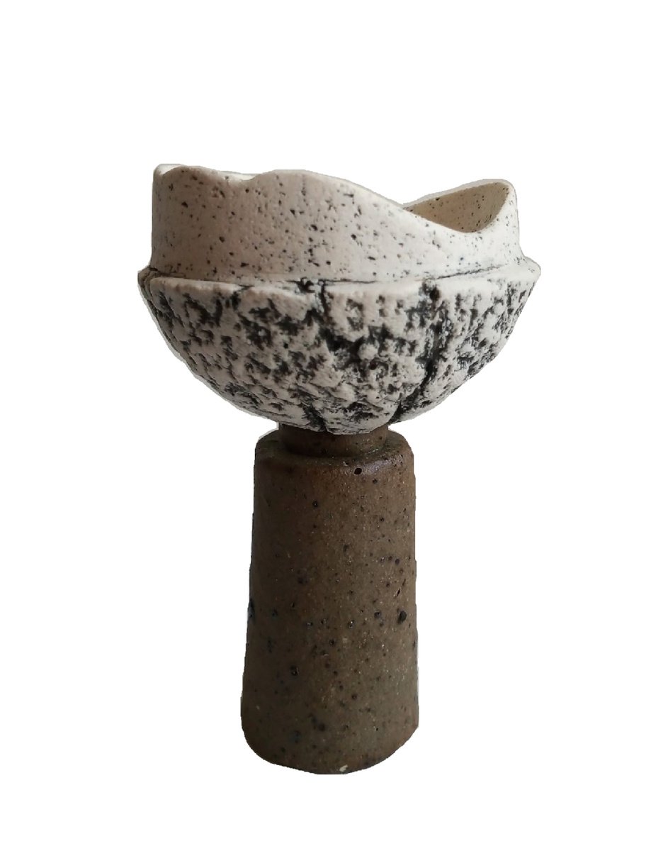 Organic Abstract Clay Sculpture By Rossitza Trendafilova, 3 X 5", "Goblet Ii", Original Artwork