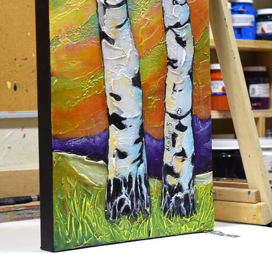 "Couple"  - Birch Trees Painting