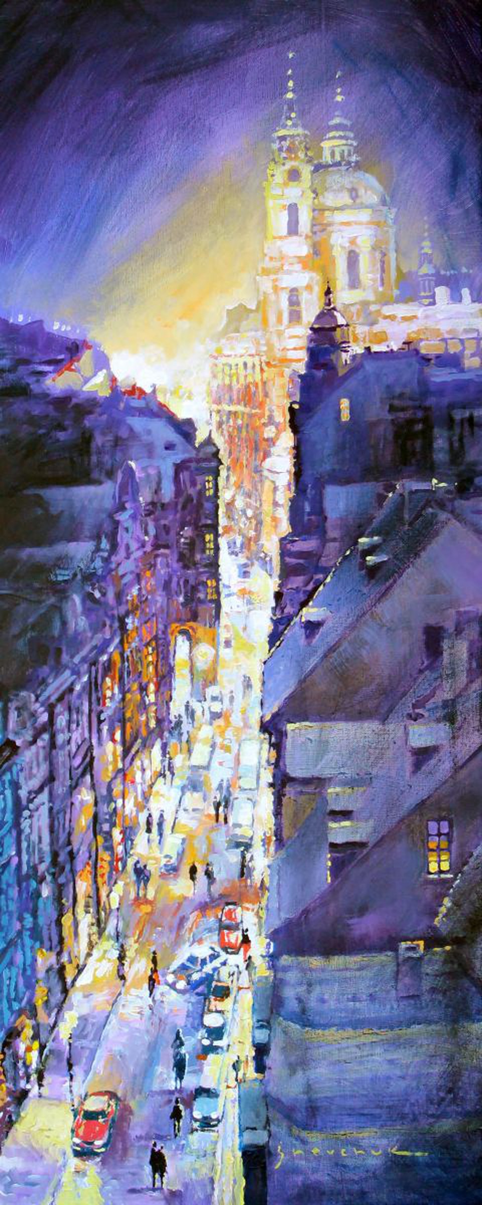 Praha Mostecka Str Winter Evening Artfinder