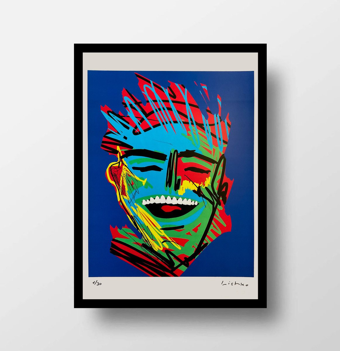 Expressive Portrait Giclee Print By V. Lishko, 8 X 12", Portrait, Original Artwork