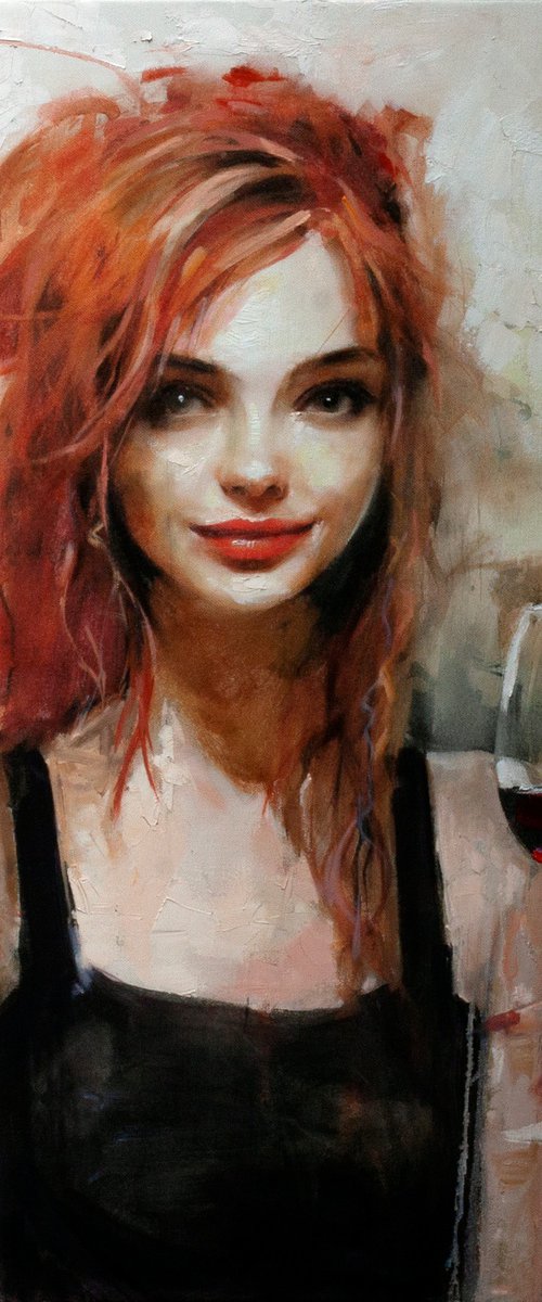 Ginger Radiance with a Glass of Red by Alexandr Klemens