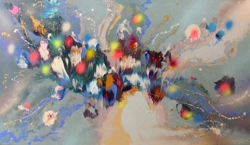 "Morning Flower Melodies", LARGE Painting by Irini Karpikioti