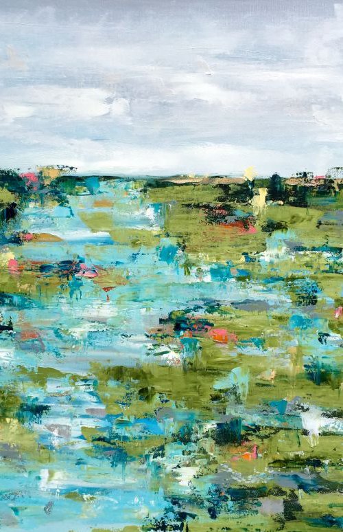 Spring Marsh 24"x36" oil on canvas with palette knife by Emma Bell