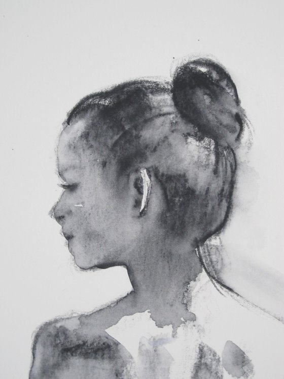 Standing female nude back view