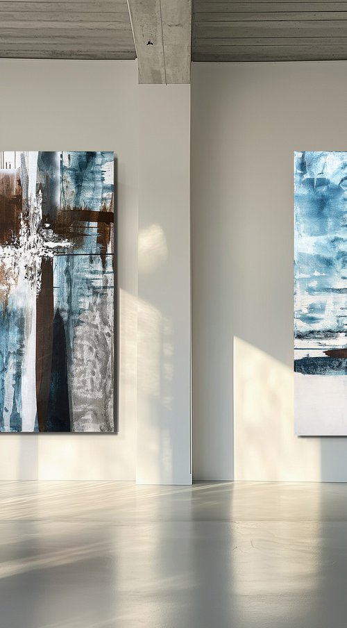 Boundaries of Color.Teal Umber Diptych by Tatiana Malinovscaia