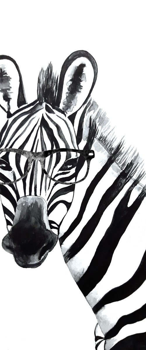 Zebra with glasses by Luba Ostroushko