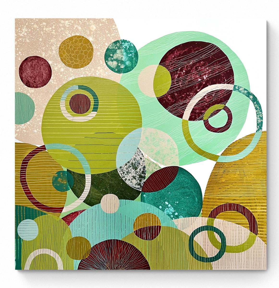 Abstract Acrylic Painting By Cristina Dalla Valentina, 39 X 39, Overlapping Horizons 2, Original Artwork