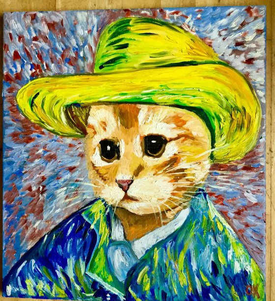 Pensive Cat Van Gogh