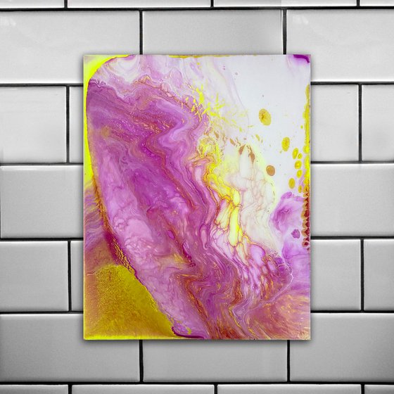 "Replicate With Me" - Original Abstract PMS Fluid Acrylic Painting Coated with Resin on Canvas - 16 x 20 inches