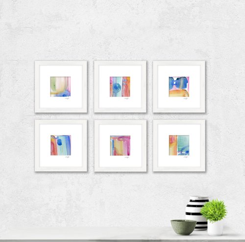 Lullaby Collection 2 - Set of 6 Abstract Paintings in Mats by Kathy Morton Stanion by Kathy Morton Stanion