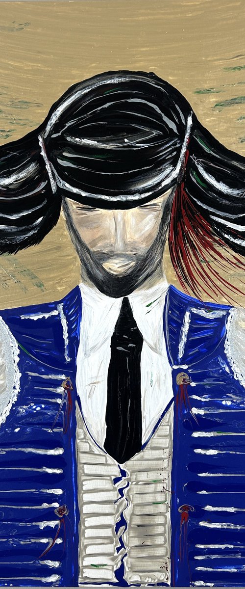 Vuelta al Ruedo — Cobalt Matador on Gold by Turik&Art