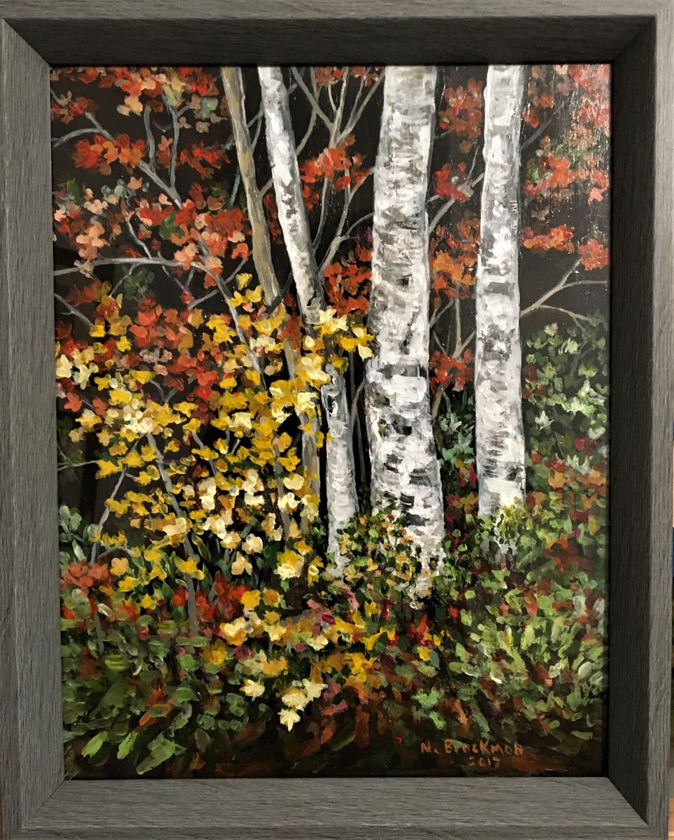 Birches in Fall by Nancy Brockmon