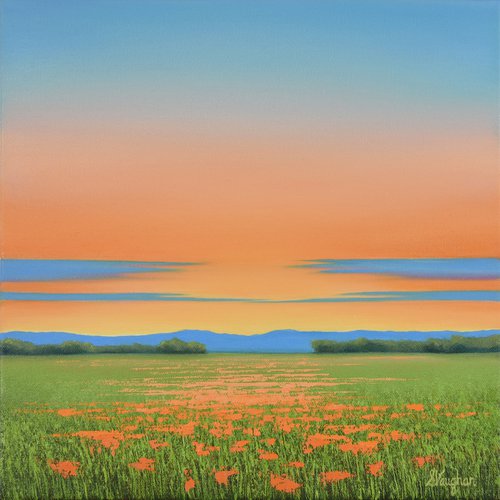 Sky Blush - Colorful Flower Field Landscape by Suzanne Vaughan