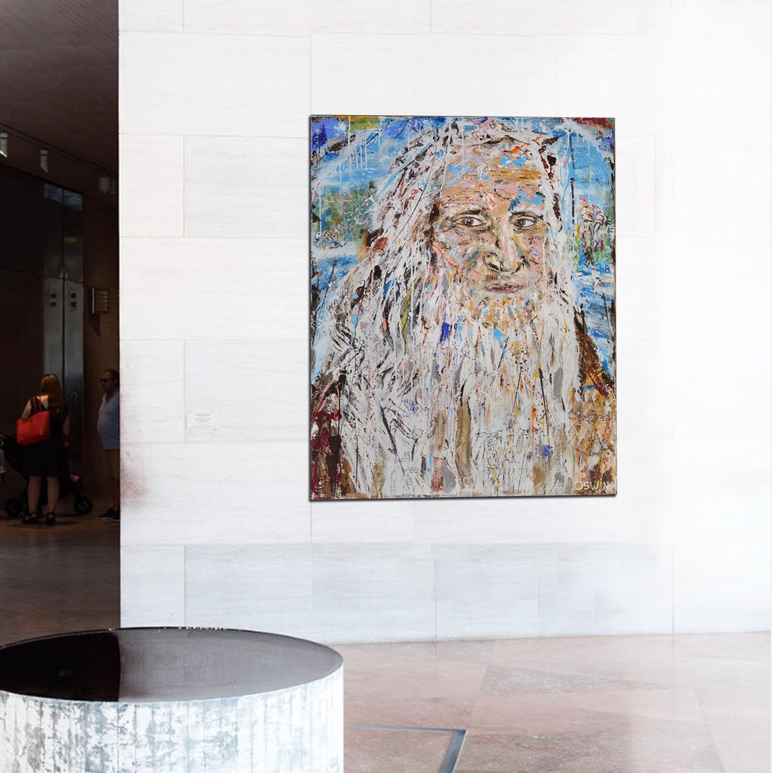 Original Acrylic Painting - Portrait Leonardo Da Vinci 80 X 100 Cm