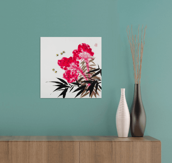 Celosia, Bamboo and Bees