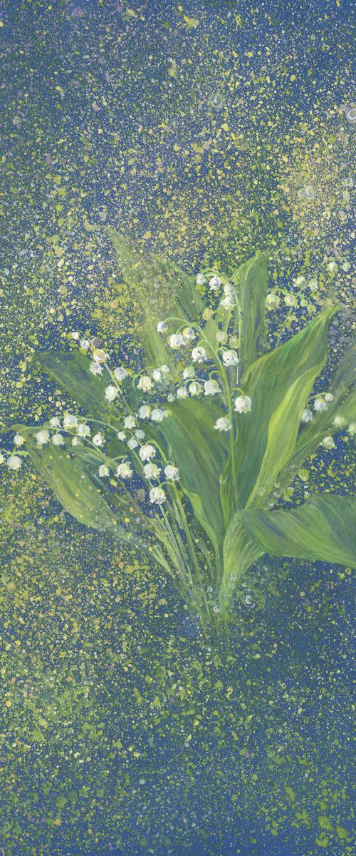 The birth of lily of the valley / Spring flowers Floral painting by Olha Malko