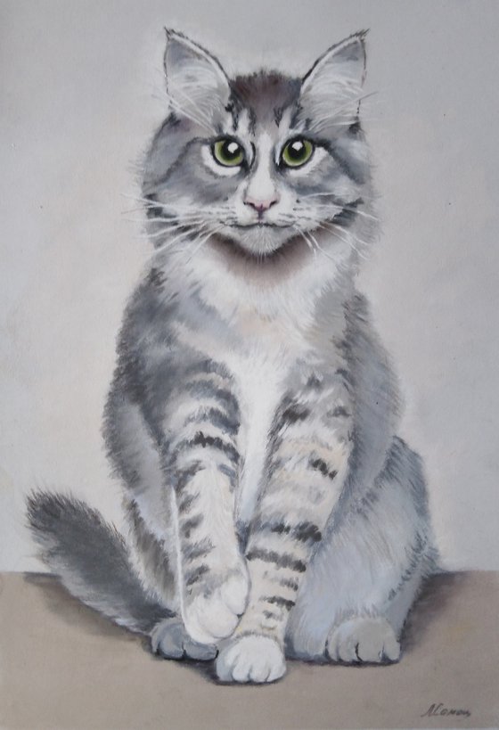 A Cat's Portrait. Emerald Eyes