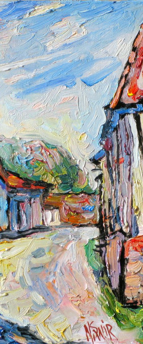 Entry to the village. by Nikifor Swiristuhin