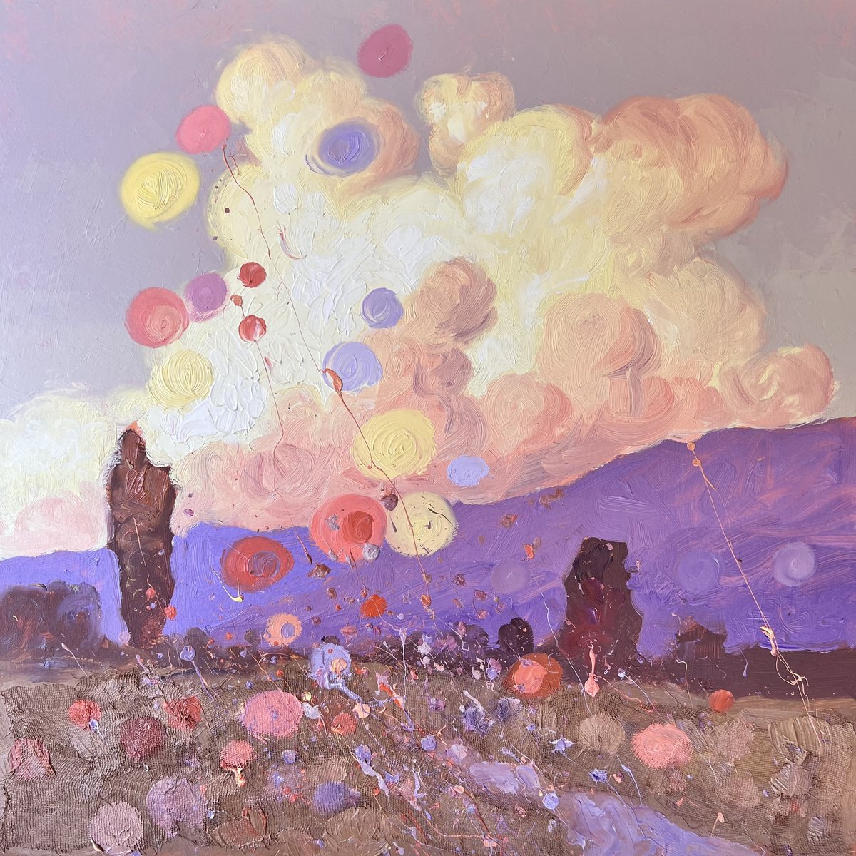 Impressionistic Landscape Oil Painting By Andrii Kovalyk, 20 X 20, Bright Evening, Original Artwork