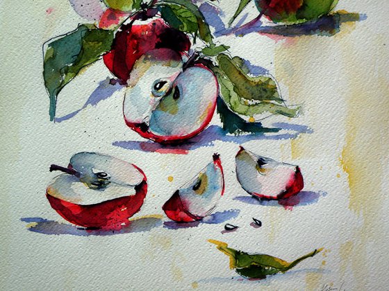 Apples on table