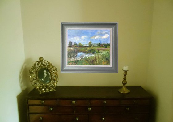 River Stour meadows - another oil painting by Julian Lovegrove