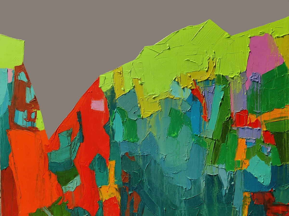 Abstract Acrylic Painting By Abhishek Kumar, 52 X 40, Green Peak, Original Artwork