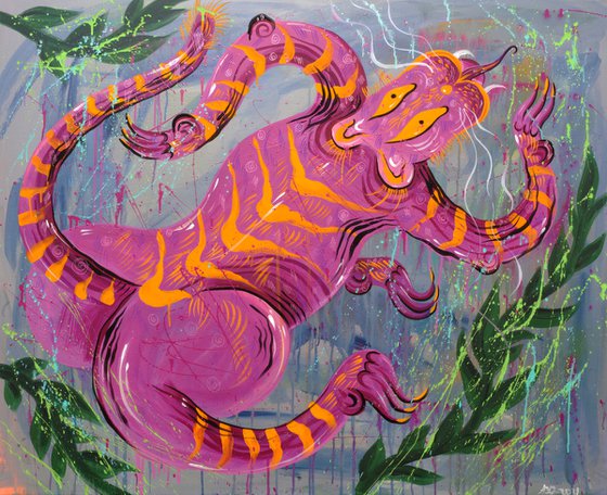 Pink Panther. Wild Tiger Cat. Canvas XXL