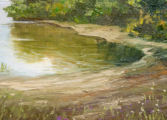 River landscape. Oil painting. 8 x 10in.