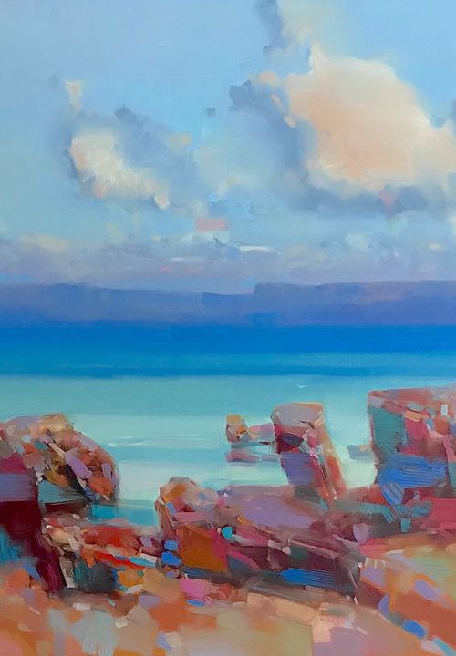 Pacific Highway, Original oil painting, Handmade artwork, One of a kind by Vahe Yeremyan