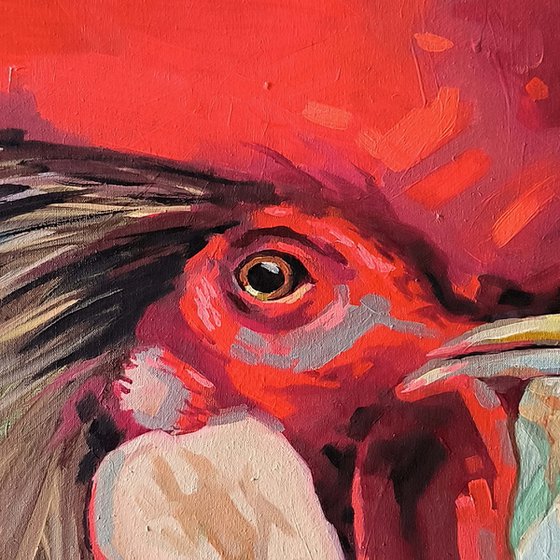 Rooster in sunflowers