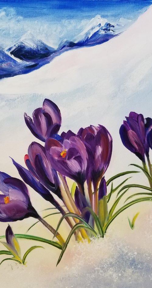 Crocuses in the Alps by Alexandra Tomorskaya/Caramel Art Gallery