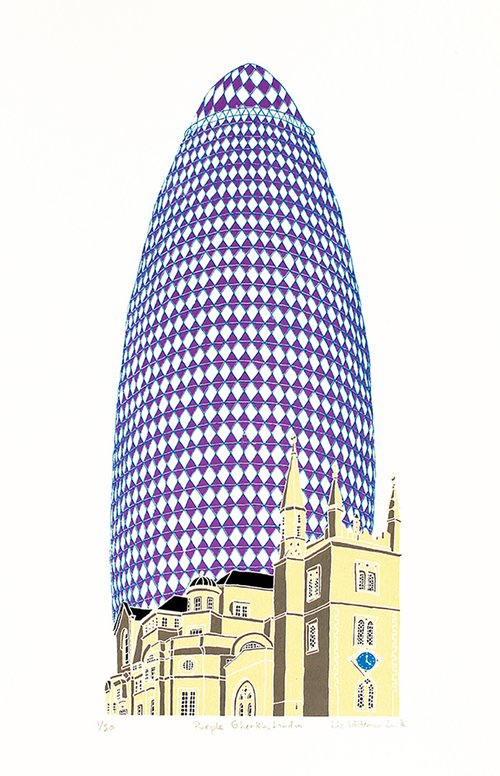 Purple Gherkin, London by Liz Whiteman Smith