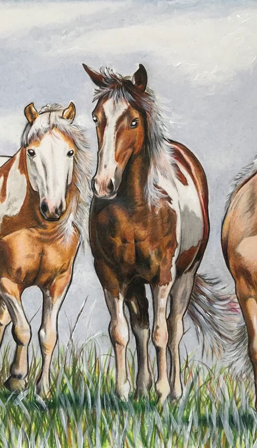 Three horses by Karen Elaine  Evans