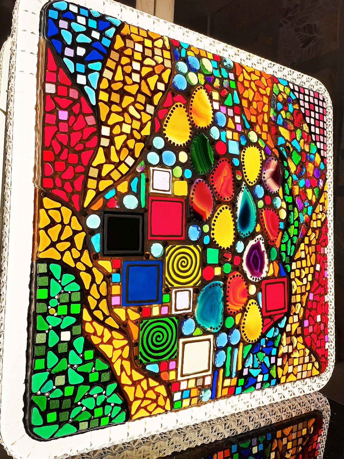 Colorful Dreams Stained glass window backlight wall sculpture with