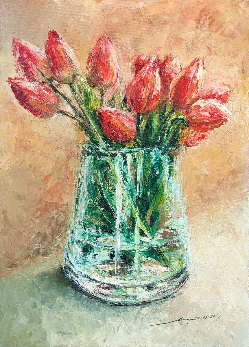 Still Life Tulips By Yana Dulger, 16 X 22, Artwork For Sale On Artfinder