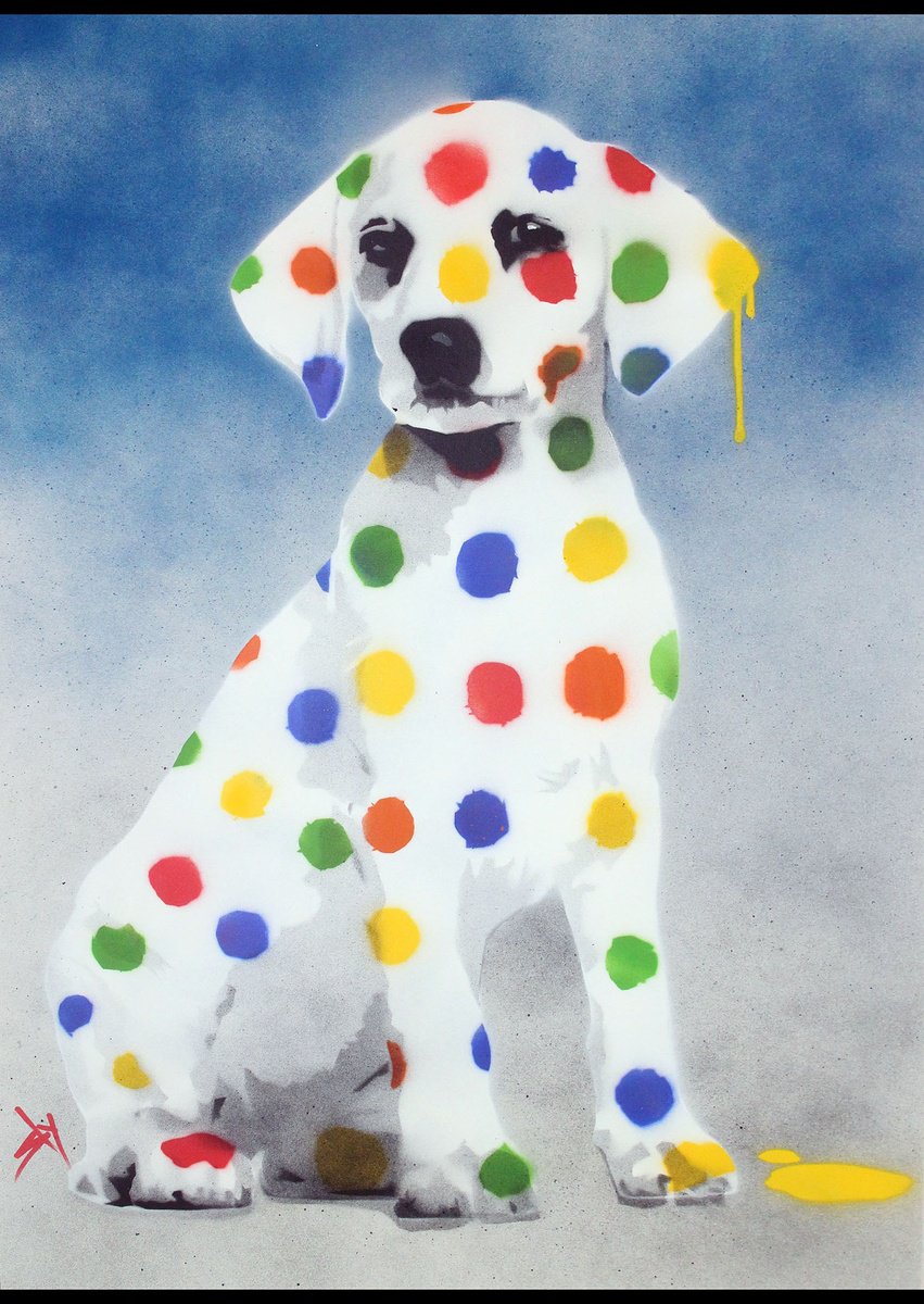 Urban And Pop Animal Painting By Juan Sly, 21 X 30", Damien