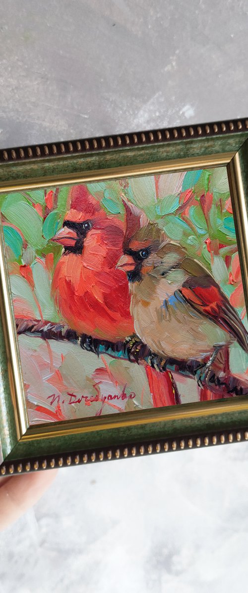 Cardinal Birds couple by Nataly Derevyanko