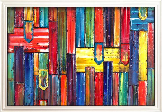 "No Direction" - Save As Series + FREE USA SHIPPING - Original PMS Abstract Diptych Oil Paintings On Recycled Wood - 80" x 28"