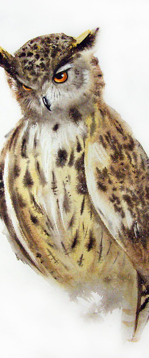 Eagle Owl by Olga Beliaeva Watercolour